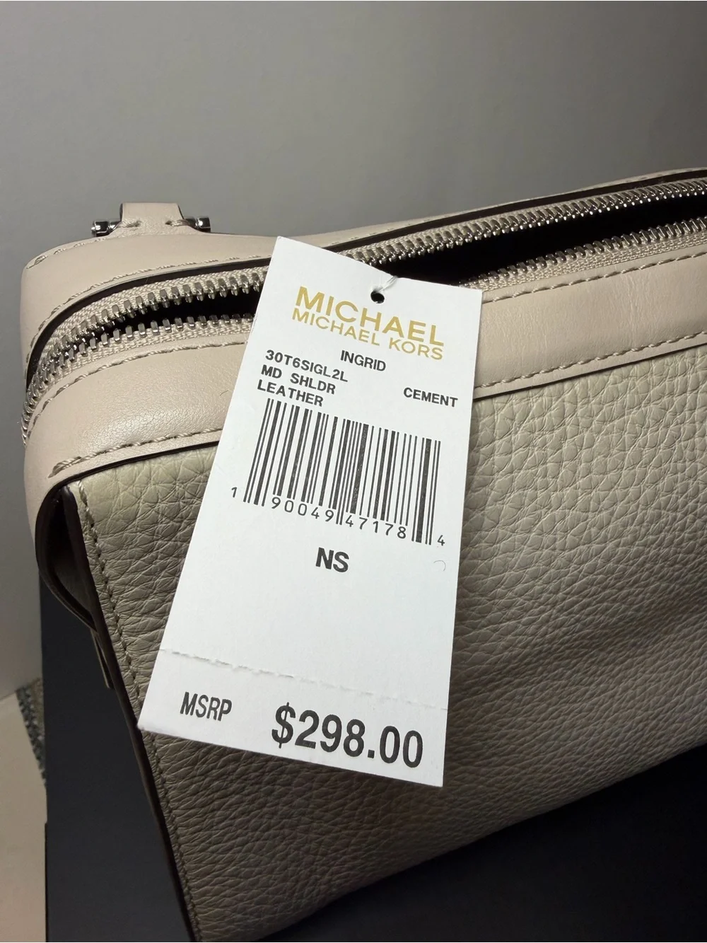 Michael Kors Cream Pebbled Leather Crossbody Bag with Silver Hardware